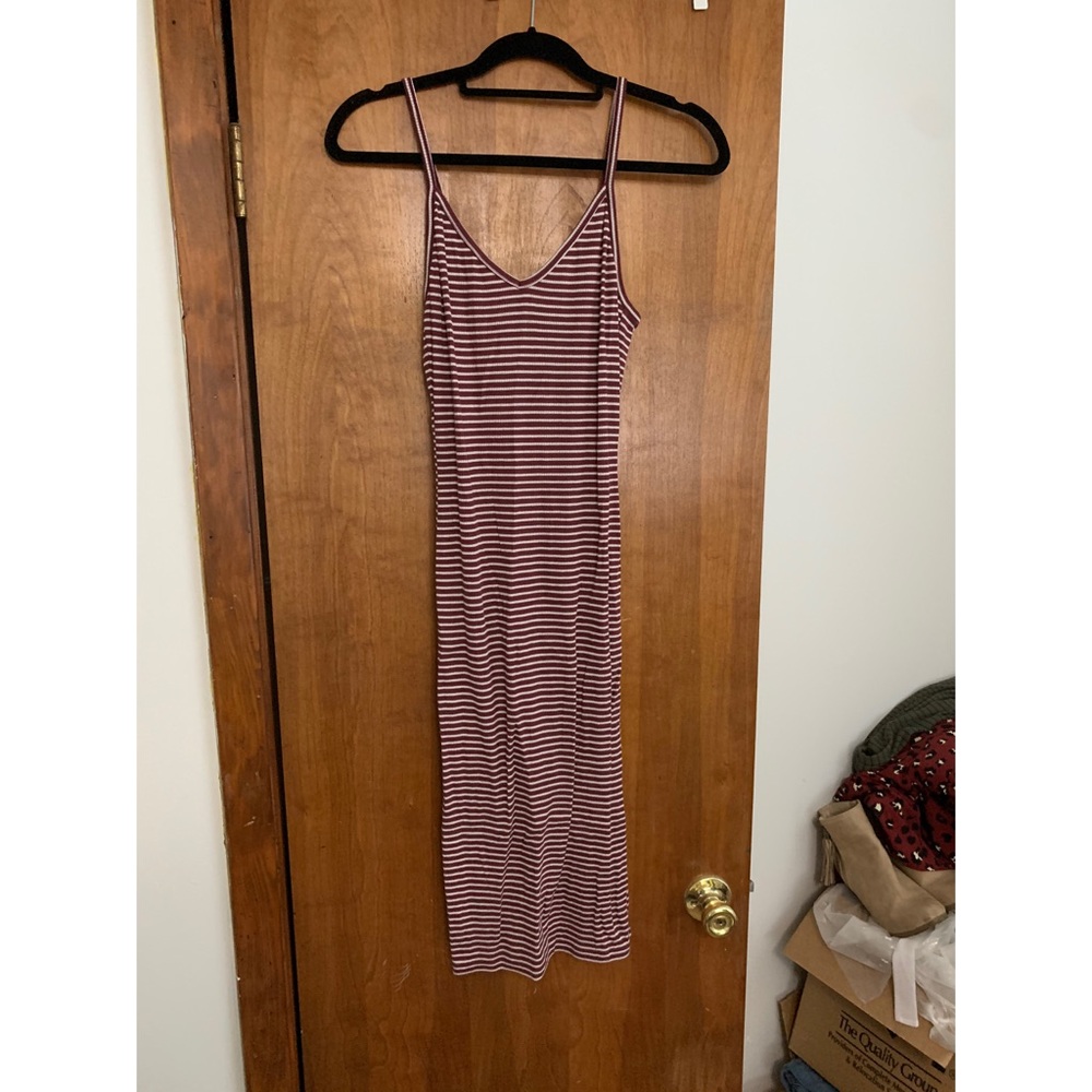 Burgundy and White Striped Dress